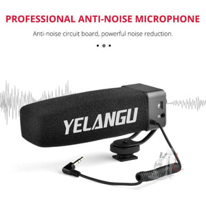 YELANG MIC09 Shotgun Gain Condenser Broadcast Microphone with Windshield for Canon / Nikon / Sony DSLR Cameras, Smartphones - laboratorydeal