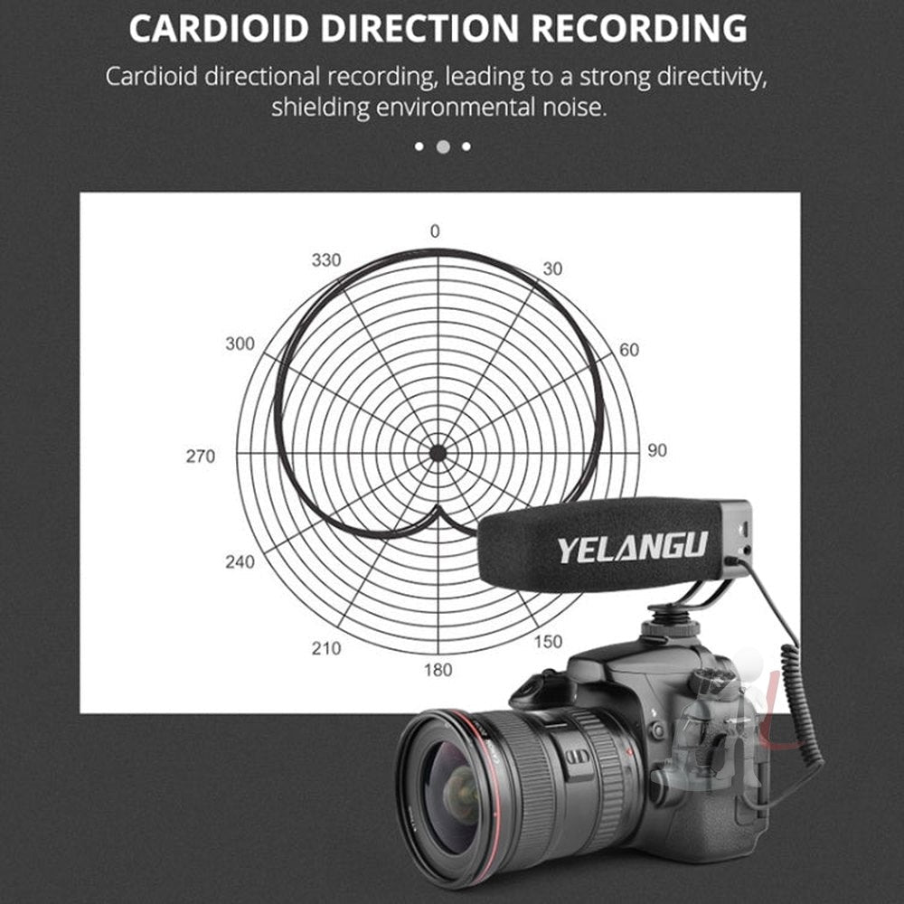 YELANG MIC09 Shotgun Gain Condenser Broadcast Microphone with Windshield for Canon / Nikon / Sony DSLR Cameras, Smartphones - laboratorydeal