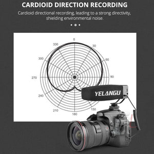 YELANG MIC09 Shotgun Gain Condenser Broadcast Microphone with Windshield for Canon / Nikon / Sony DSLR Cameras, Smartphones - laboratorydeal