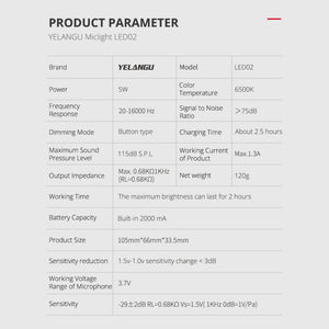YELANGU LED02 Live Broadcast Micro Film Reporter Interview Recording Microphone Light - laboratorydeal
