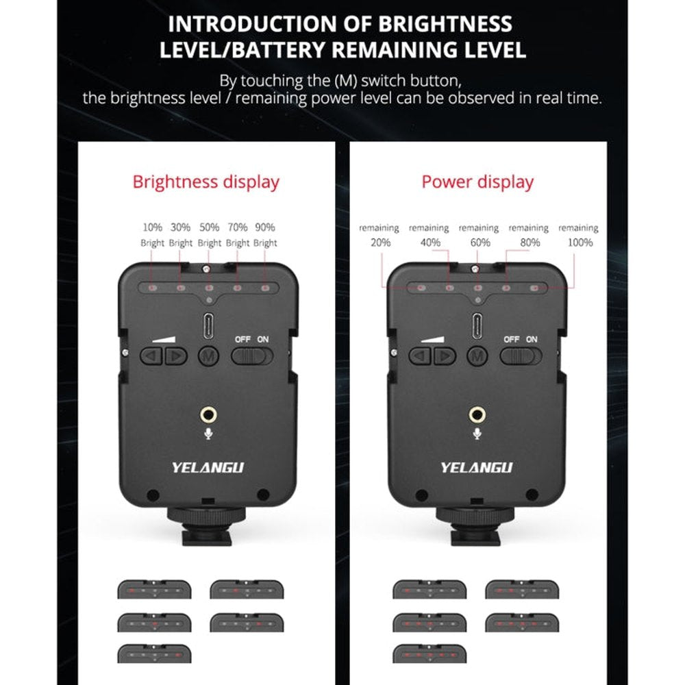 YELANGU LED02 Live Broadcast Micro Film Reporter Interview Recording Microphone Light - laboratorydeal