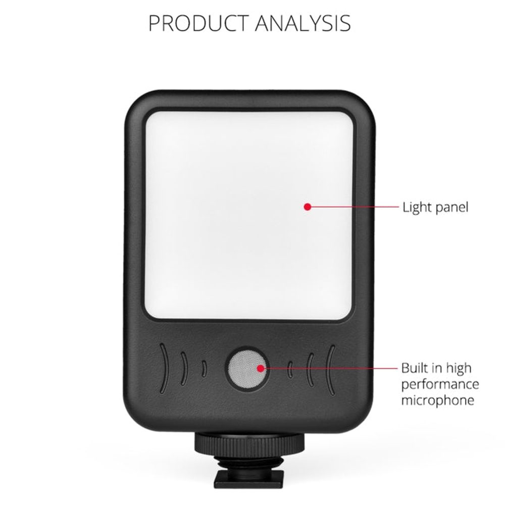 YELANGU LED02 Live Broadcast Micro Film Reporter Interview Recording Microphone Light - laboratorydeal