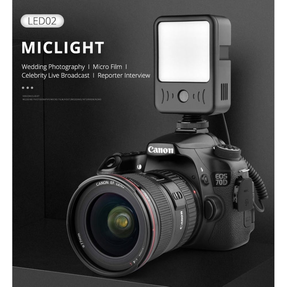 YELANGU LED02 Live Broadcast Micro Film Reporter Interview Recording Microphone Light - laboratorydeal