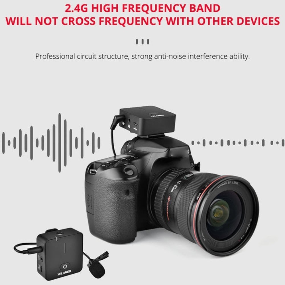 YELANGU MX5 2.4G Live Broadcast Interview Shooting Wireless Recording Microphone - laboratorydeal