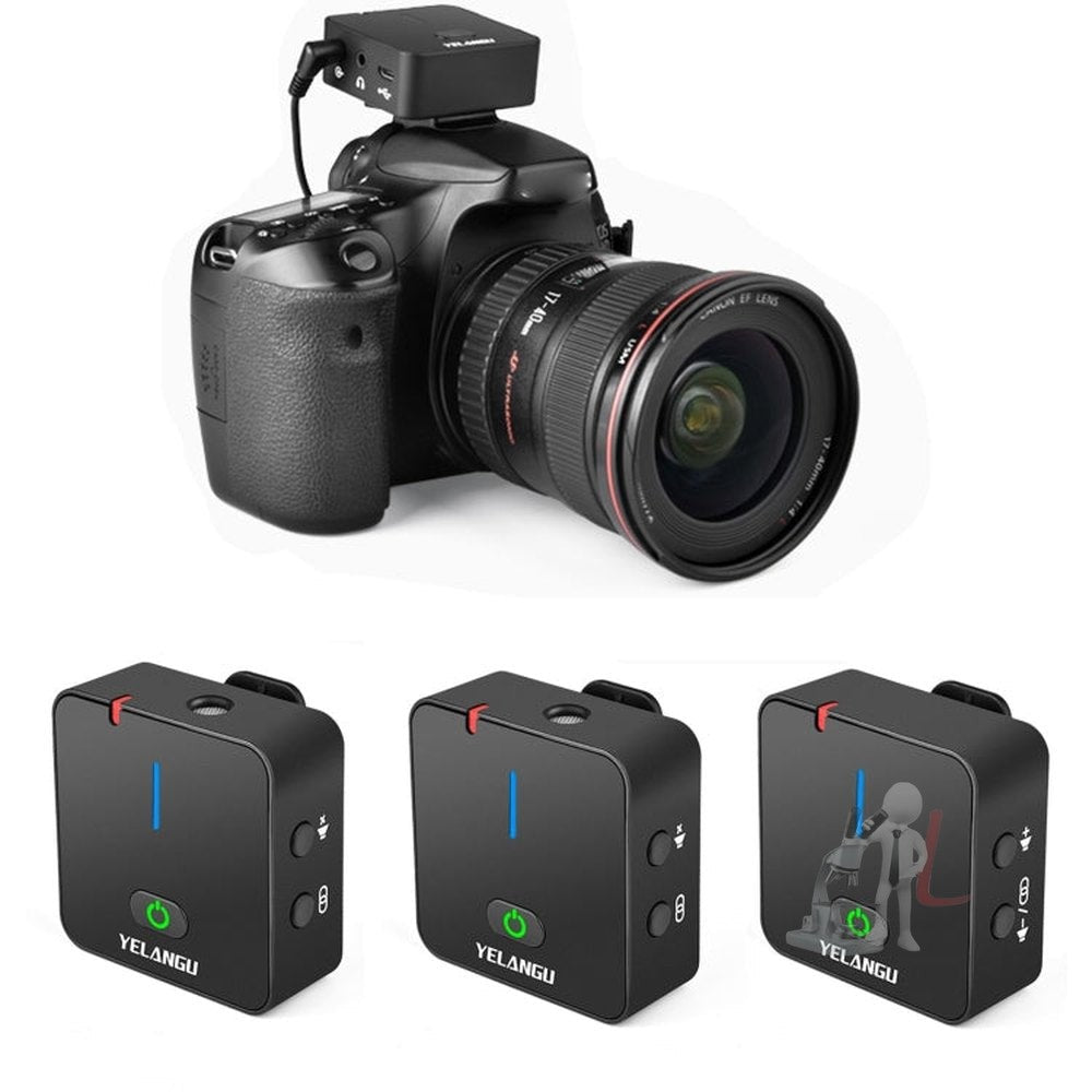 YELANGU MX5S 2.4G Live Broadcast Interview Wireless Recording Camera Microphone, 1 Receiver to 2 Transmitter, 1 Receiver to 2 Transmitter - laboratorydeal