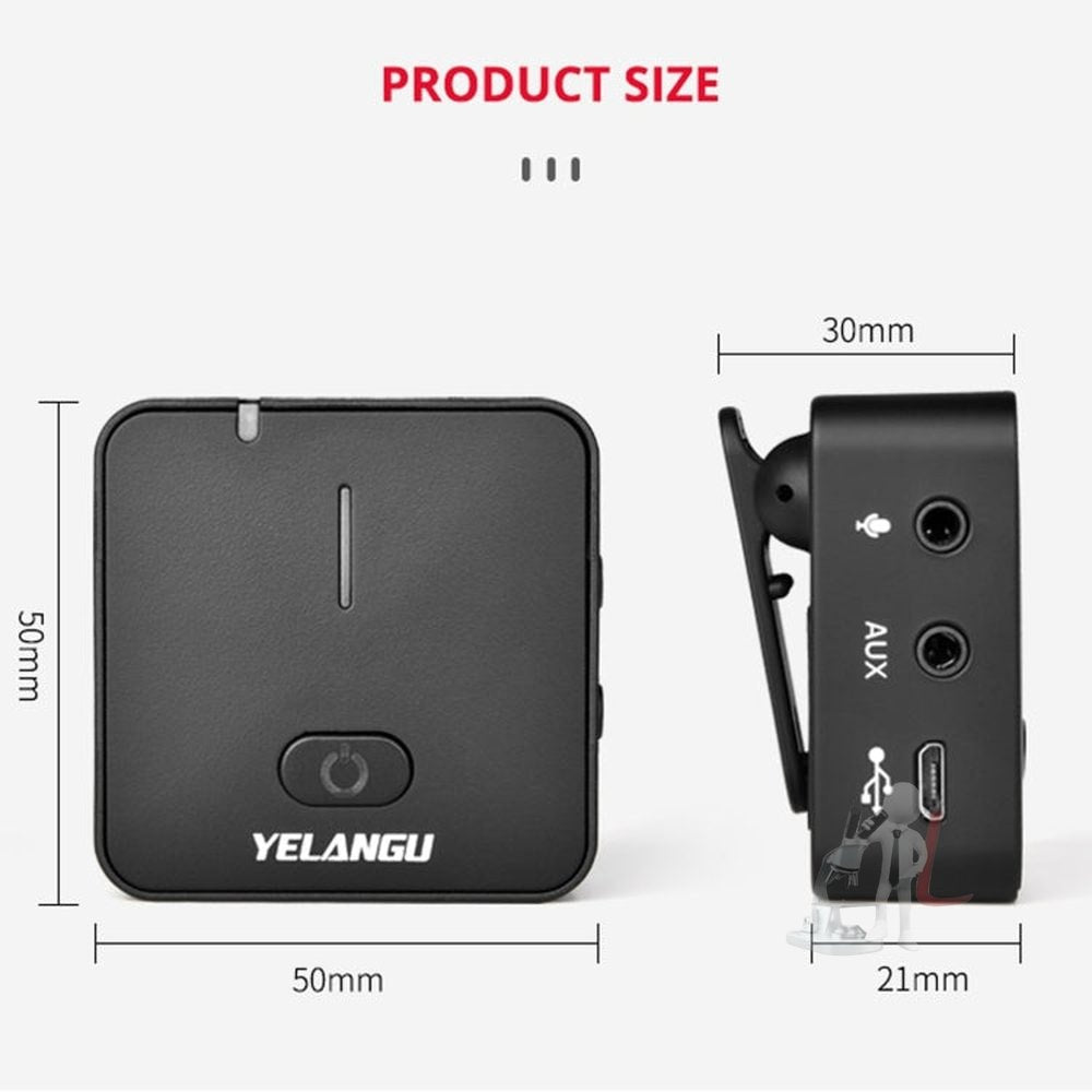 YELANGU MX5S 2.4G Live Broadcast Interview Wireless Recording Camera Microphone, 1 Receiver to 2 Transmitter, 1 Receiver to 2 Transmitter - laboratorydeal
