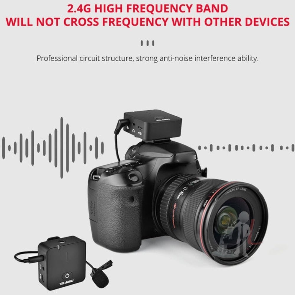 YELANGU MX5S 2.4G Live Broadcast Interview Wireless Recording Camera Microphone, 1 Receiver to 2 Transmitter, 1 Receiver to 2 Transmitter - laboratorydeal