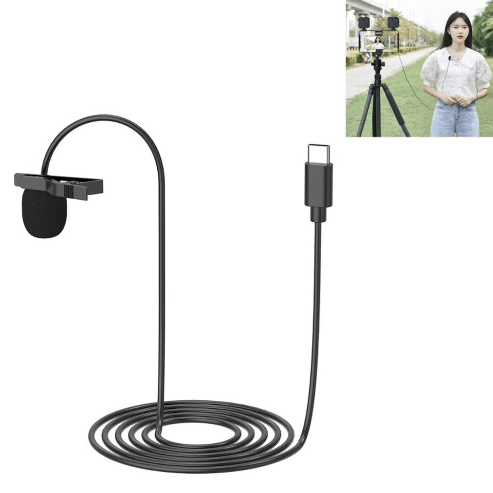 YELANGU MY2 - C Type - C Interface Live Broadcast Interview Mobile Phone Lavalier Microphone, Length: 1.5m, MY2 - C - laboratorydeal