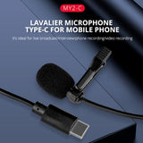 YELANGU MY2-C Type-C Interface Live Broadcast Interview Mobile Phone Lavalier Microphone, Length: 1.5m, MY2-C