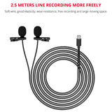 YELANGU MY3 Type-C Interface Live Broadcast Interview Mobile Phone Double Clip Lavalier Microphone, Length: 2.5m, MY3