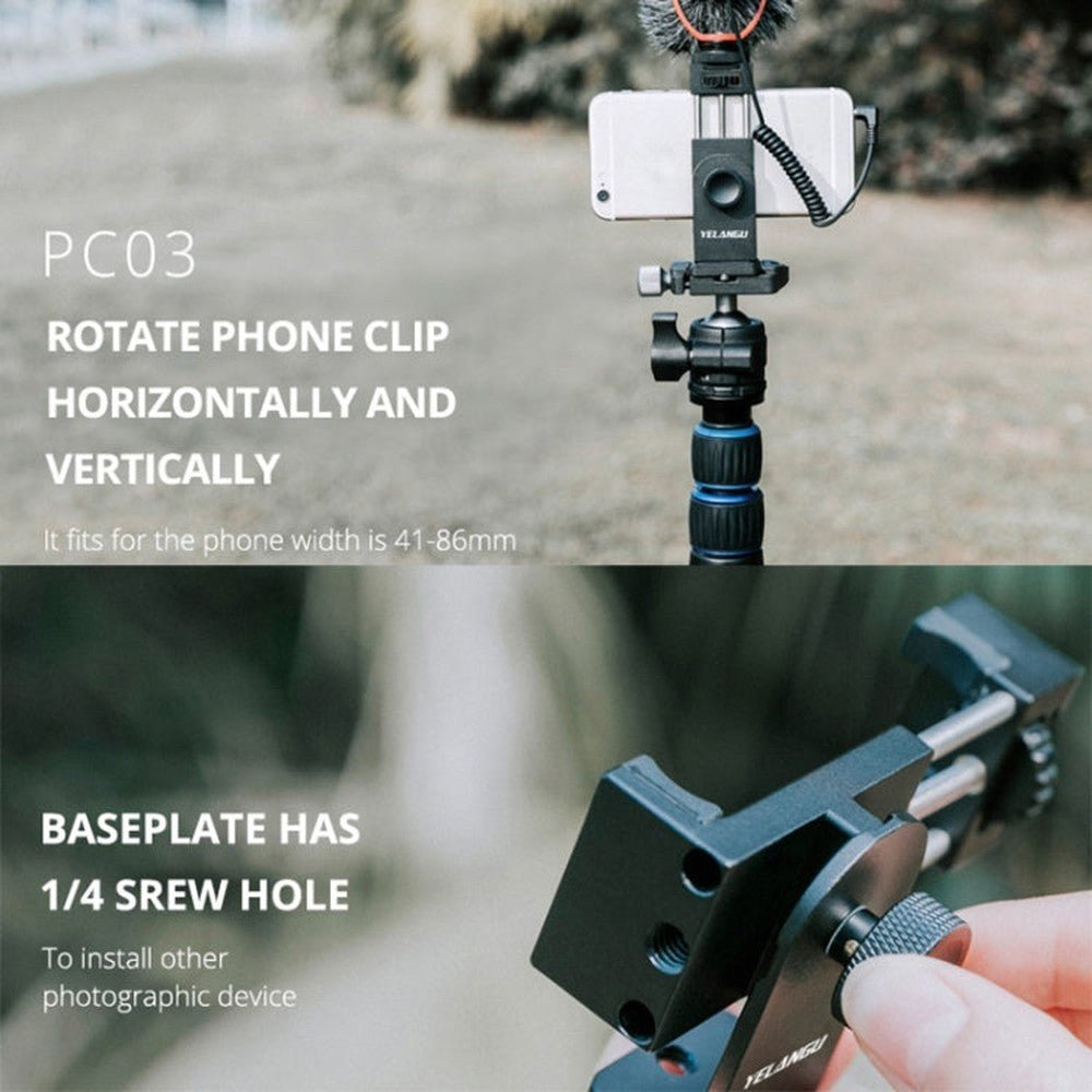 YELANGU PC03 Folding Phone Holder Horizontal Vertical Shooting Phone Clamp Holder Bracket, PC03 - laboratorydeal