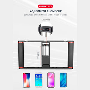 YELANGU PC05 YLG0909B Vlogging Live Broadcast Smartphone Metal Cage Video Rig Filmmaking Recording Handle Stabilizer Bracket for iPhone, Galaxy, Huawei, Xiaomi, HTC, LG, Google, and Other Smartphones, YLG0909B - laboratorydeal