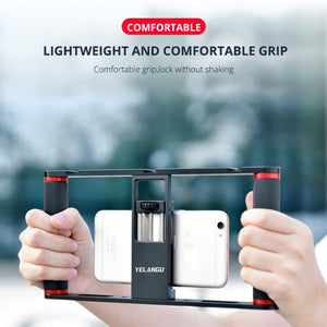 YELANGU PC05 YLG0909B Vlogging Live Broadcast Smartphone Metal Cage Video Rig Filmmaking Recording Handle Stabilizer Bracket for iPhone, Galaxy, Huawei, Xiaomi, HTC, LG, Google, and Other Smartphones, YLG0909B - laboratorydeal