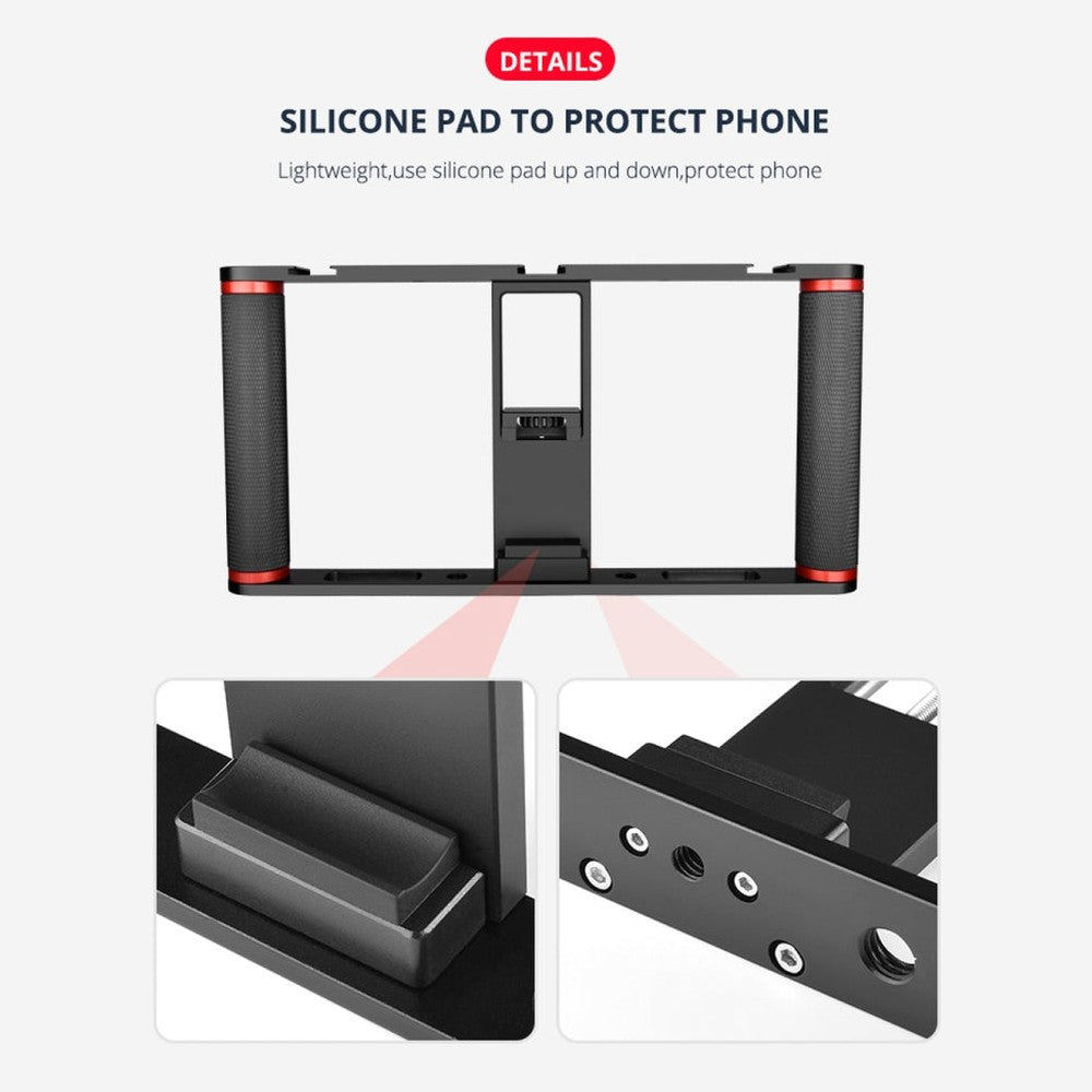 YELANGU PC05 YLG0909B Vlogging Live Broadcast Smartphone Metal Cage Video Rig Filmmaking Recording Handle Stabilizer Bracket for iPhone, Galaxy, Huawei, Xiaomi, HTC, LG, Google, and Other Smartphones, YLG0909B - laboratorydeal