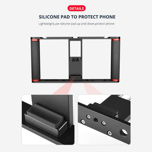 YELANGU PC05 YLG0909B Vlogging Live Broadcast Smartphone Metal Cage Video Rig Filmmaking Recording Handle Stabilizer Bracket for iPhone, Galaxy, Huawei, Xiaomi, HTC, LG, Google, and Other Smartphones, YLG0909B - laboratorydeal