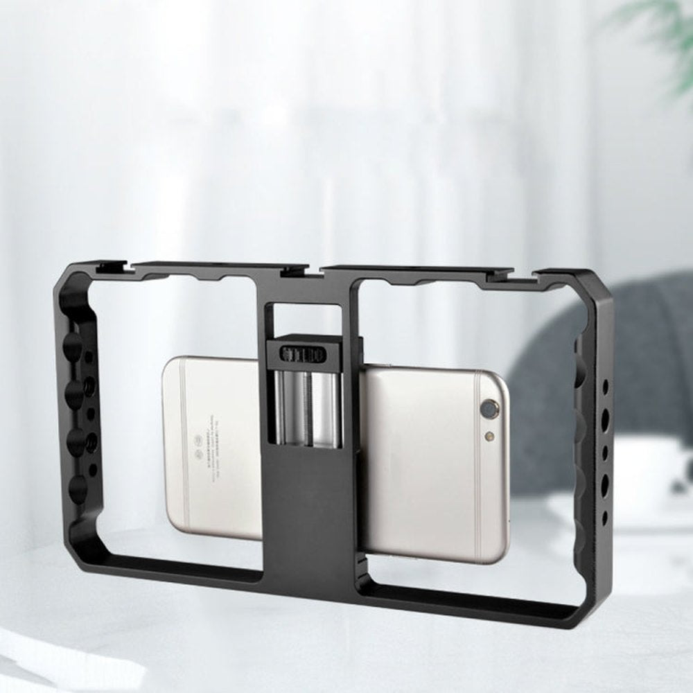 YELANGU PC06 YLG0909A Vlogging Live Broadcast Smartphone Metal Cage Video Rig Filmmaking Recording Handle Stabilizer Bracket for iPhone, Galaxy, Huawei, Xiaomi, HTC, LG, Google, and Other Smartphones, YLG0909A - laboratorydeal