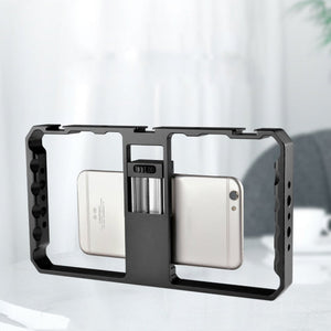YELANGU PC06 YLG0909A Vlogging Live Broadcast Smartphone Metal Cage Video Rig Filmmaking Recording Handle Stabilizer Bracket for iPhone, Galaxy, Huawei, Xiaomi, HTC, LG, Google, and Other Smartphones, YLG0909A - laboratorydeal