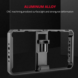 YELANGU PC06 YLG0909A Vlogging Live Broadcast Smartphone Metal Cage Video Rig Filmmaking Recording Handle Stabilizer Bracket for iPhone, Galaxy, Huawei, Xiaomi, HTC, LG, Google, and Other Smartphones, YLG0909A - laboratorydeal
