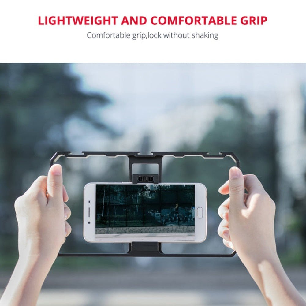 YELANGU PC06 YLG0909A Vlogging Live Broadcast Smartphone Metal Cage Video Rig Filmmaking Recording Handle Stabilizer Bracket for iPhone, Galaxy, Huawei, Xiaomi, HTC, LG, Google, and Other Smartphones, YLG0909A - laboratorydeal