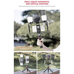 YELANGU PC06 YLG0909A Vlogging Live Broadcast Smartphone Metal Cage Video Rig Filmmaking Recording Handle Stabilizer Bracket for iPhone, Galaxy, Huawei, Xiaomi, HTC, LG, Google, and Other Smartphones, YLG0909A - laboratorydeal