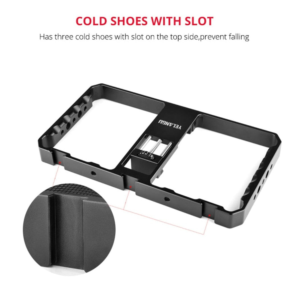 YELANGU PC06 YLG0909A Vlogging Live Broadcast Smartphone Metal Cage Video Rig Filmmaking Recording Handle Stabilizer Bracket for iPhone, Galaxy, Huawei, Xiaomi, HTC, LG, Google, and Other Smartphones, YLG0909A - laboratorydeal