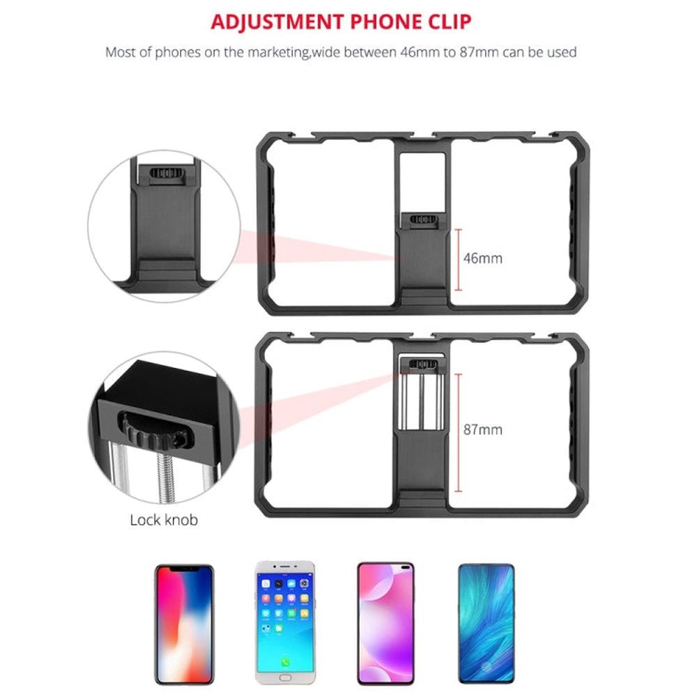 YELANGU PC06 YLG0909A Vlogging Live Broadcast Smartphone Metal Cage Video Rig Filmmaking Recording Handle Stabilizer Bracket for iPhone, Galaxy, Huawei, Xiaomi, HTC, LG, Google, and Other Smartphones, YLG0909A - laboratorydeal