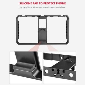 YELANGU PC06 YLG0909A Vlogging Live Broadcast Smartphone Metal Cage Video Rig Filmmaking Recording Handle Stabilizer Bracket for iPhone, Galaxy, Huawei, Xiaomi, HTC, LG, Google, and Other Smartphones, YLG0909A - laboratorydeal