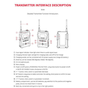 YELANGU YLG9929B MX4 Dual - Channel 100CH UHF Wireless Microphone System with 2 Transmitters and Receiver for DSLR Cameras and Video Cameras, YLG9929B - laboratorydeal