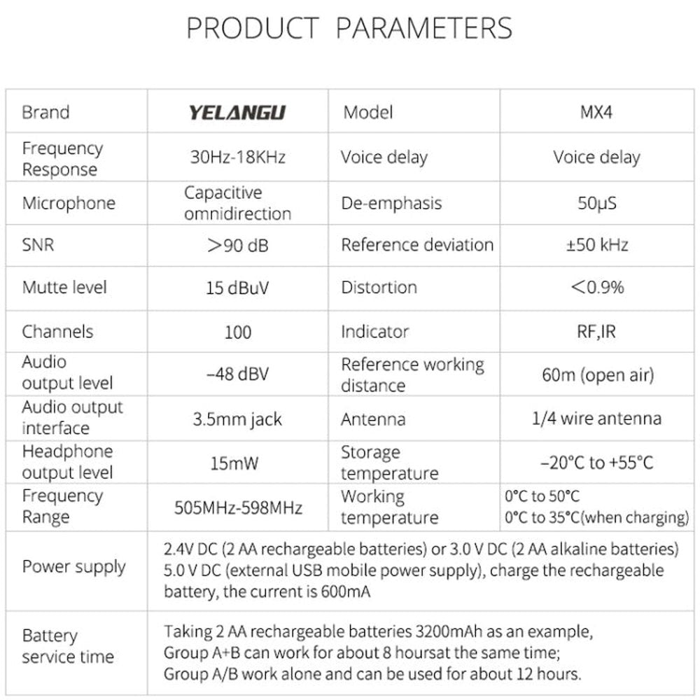 YELANGU YLG9929B MX4 Dual - Channel 100CH UHF Wireless Microphone System with 2 Transmitters and Receiver for DSLR Cameras and Video Cameras, YLG9929B - laboratorydeal