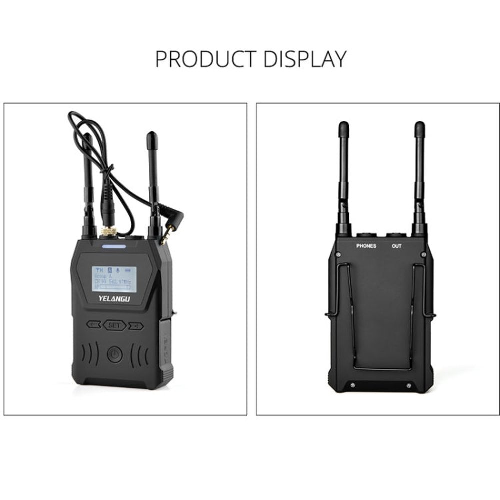 YELANGU YLG9929B MX4 Dual - Channel 100CH UHF Wireless Microphone System with 2 Transmitters and Receiver for DSLR Cameras and Video Cameras, YLG9929B - laboratorydeal