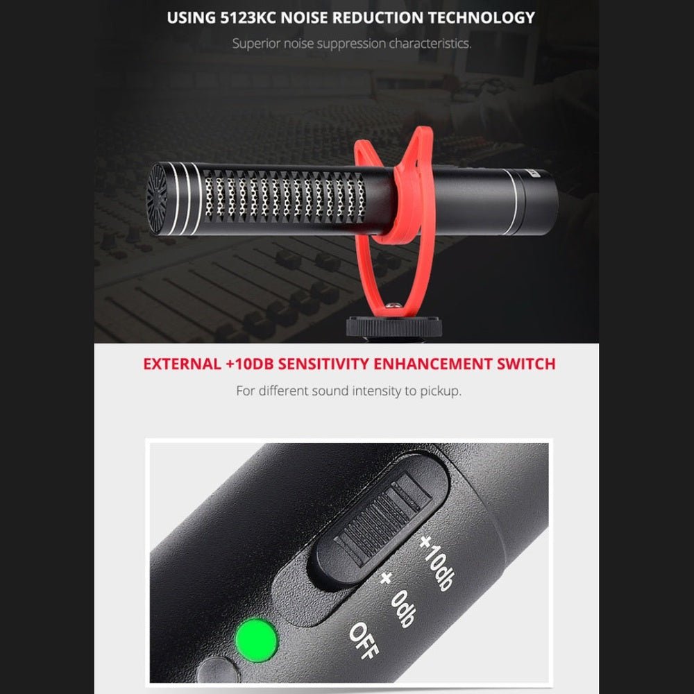 YELANGU YLG9930B MIC05 Professional Interview Condenser Video Shotgun Microphone with 3.5mm Audio Cable for DSLR & DV Camcorder - laboratorydeal
