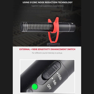 YELANGU YLG9930B MIC05 Professional Interview Condenser Video Shotgun Microphone with 3.5mm Audio Cable for DSLR & DV Camcorder - laboratorydeal
