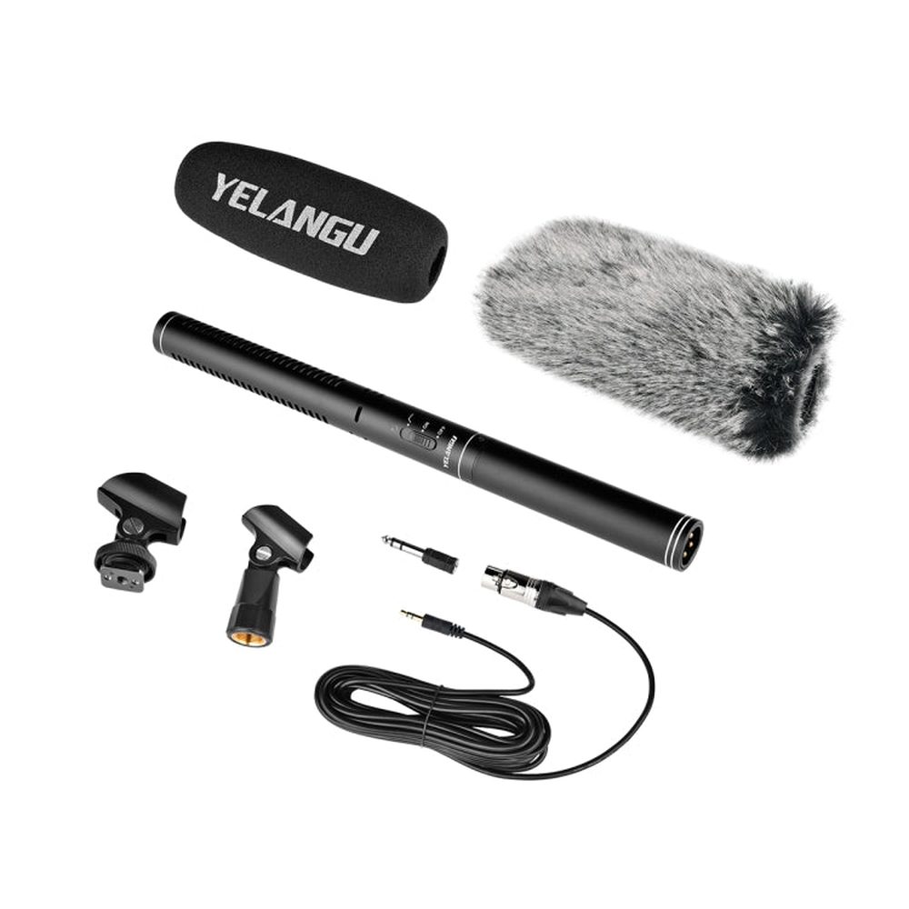YELANGU YLG9933A MIC07 Professional Interview Condenser Video Shotgun Microphone with 6.5mm Audio Adapter & 3.5mm RXL Audio Cable - laboratorydeal