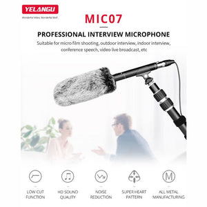 YELANGU YLG9933A MIC07 Professional Interview Condenser Video Shotgun Microphone with 6.5mm Audio Adapter & 3.5mm RXL Audio Cable - laboratorydeal