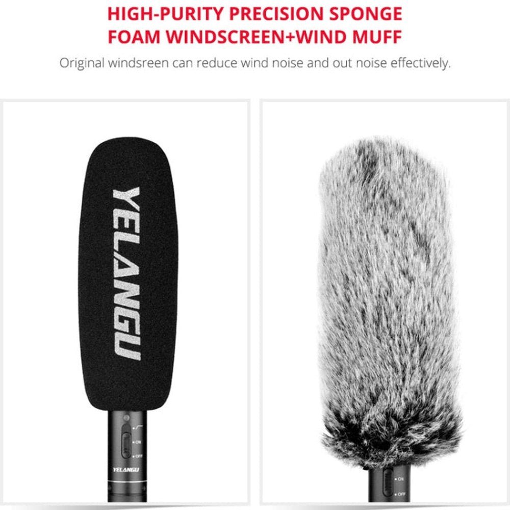 YELANGU YLG9933A MIC07 Professional Interview Condenser Video Shotgun Microphone with 6.5mm Audio Adapter & 3.5mm RXL Audio Cable - laboratorydeal