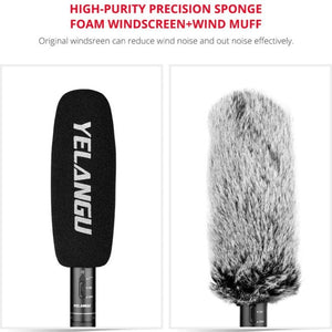 YELANGU YLG9933A MIC07 Professional Interview Condenser Video Shotgun Microphone with 6.5mm Audio Adapter & 3.5mm RXL Audio Cable - laboratorydeal