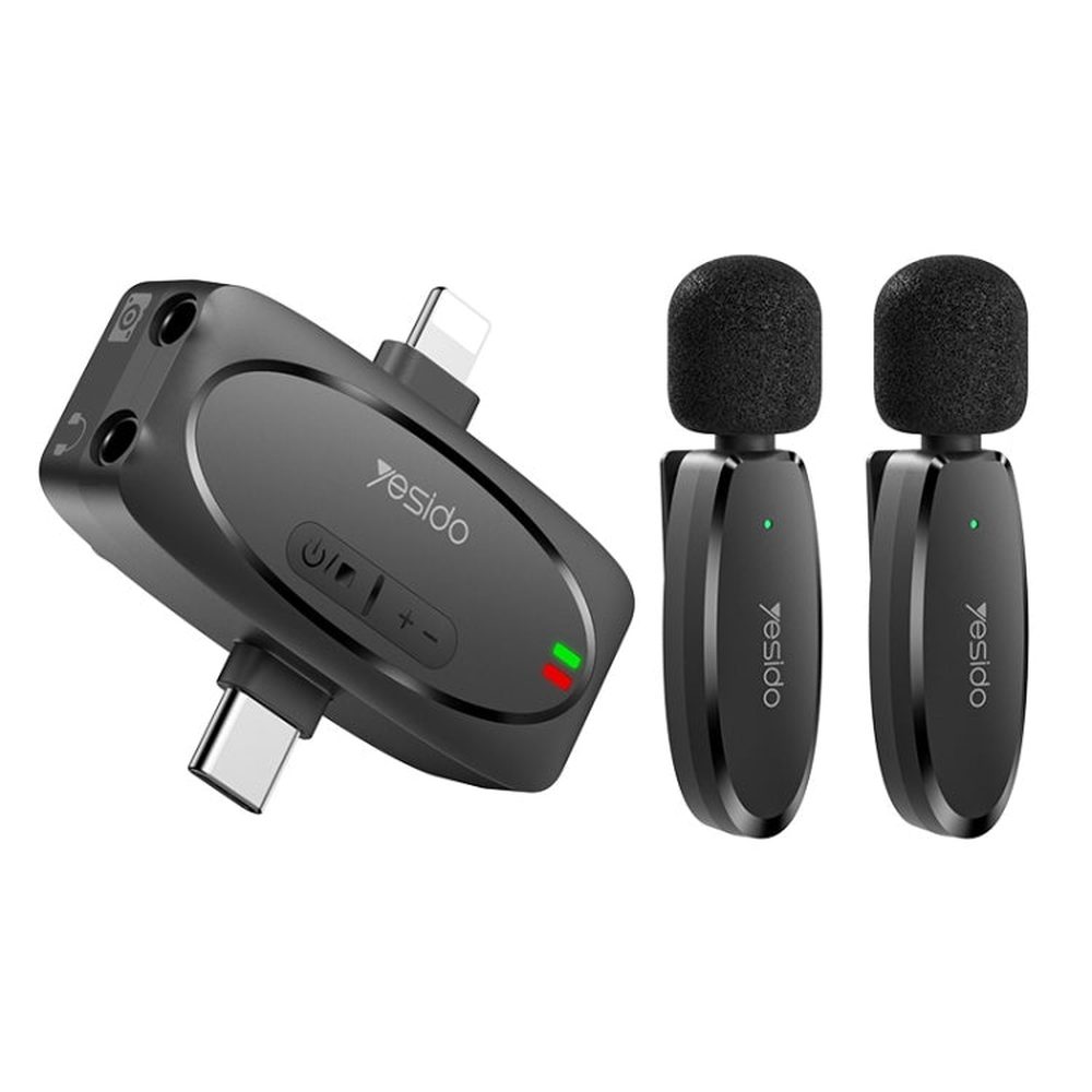 YESIDO KR15 Dual Low - latency Wireless Lavalier Microphone with 3 in 1 Receiver, KR15 - laboratorydeal