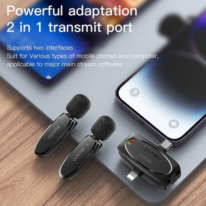 YESIDO KR15 Dual Low - latency Wireless Lavalier Microphone with 3 in 1 Receiver, KR15 - laboratorydeal