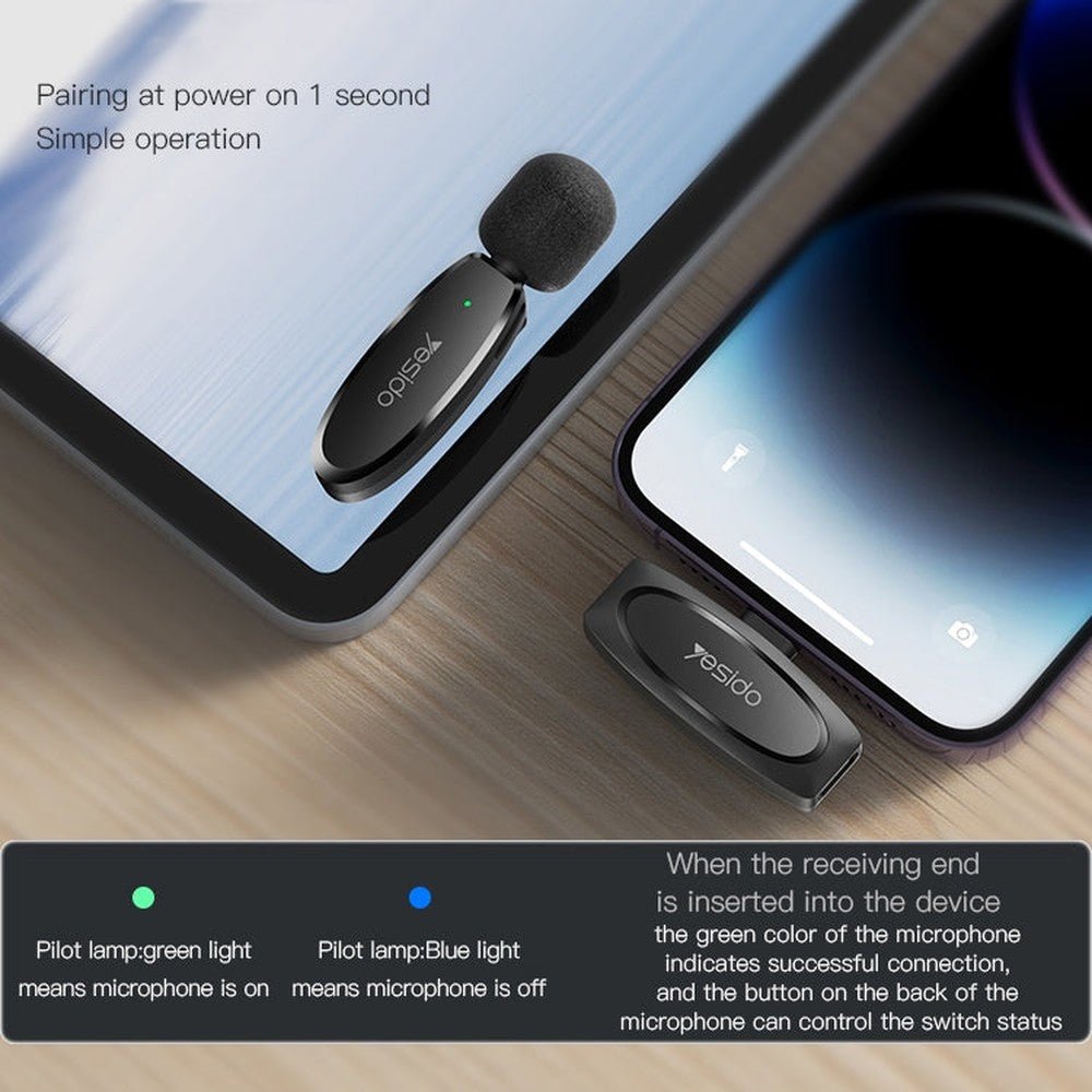 YESIDO KR15 Dual Low - latency Wireless Lavalier Microphone with 3 in 1 Receiver, KR15 - laboratorydeal