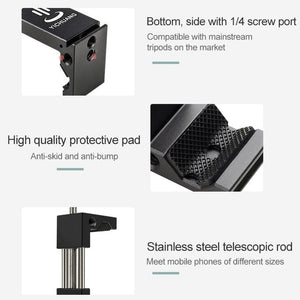 YICHUANG JH - 01 Aluminum Alloy Phone Tripod Clip Holder Clamp Adapter for 65 - 95cm - laboratorydeal