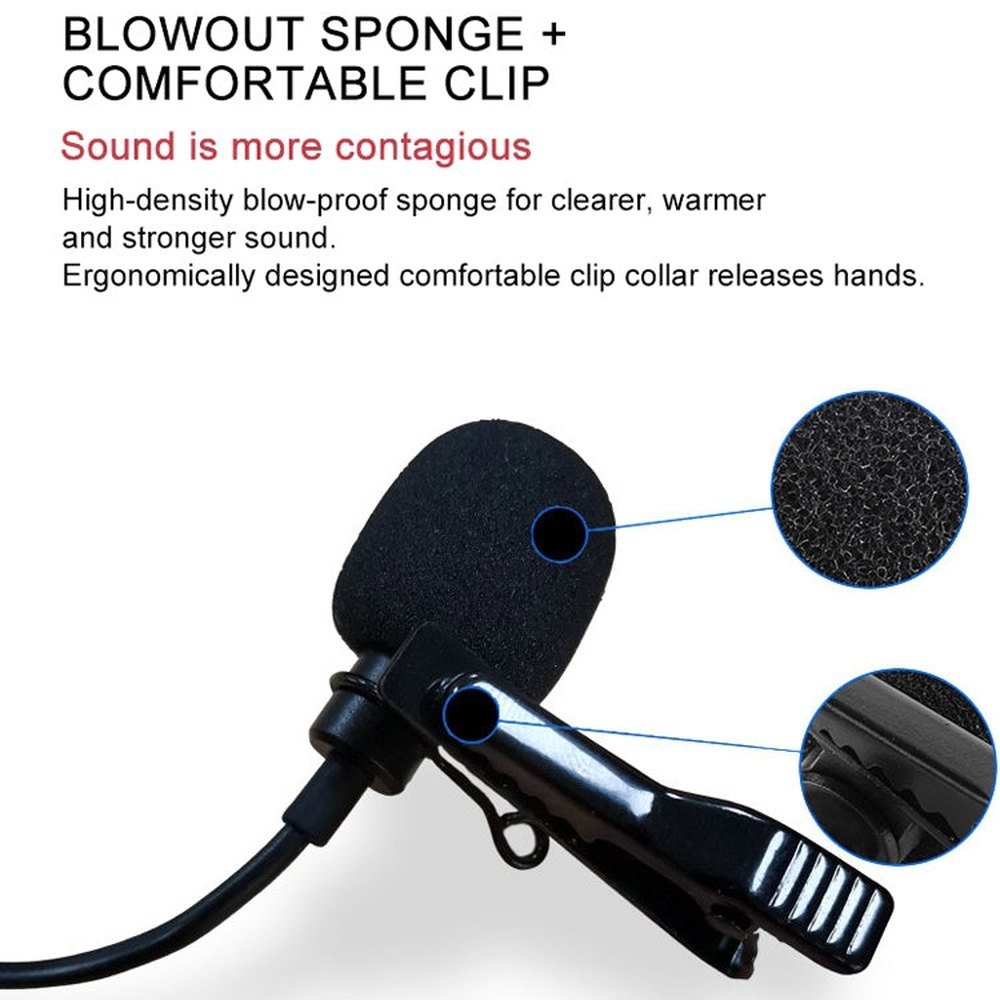 YICHUANG YC - VM20 3.5mm Port Video Recording Omnidirectional Lavalier Microphone, Cable Length: 6m, YC - VM20 - laboratorydeal