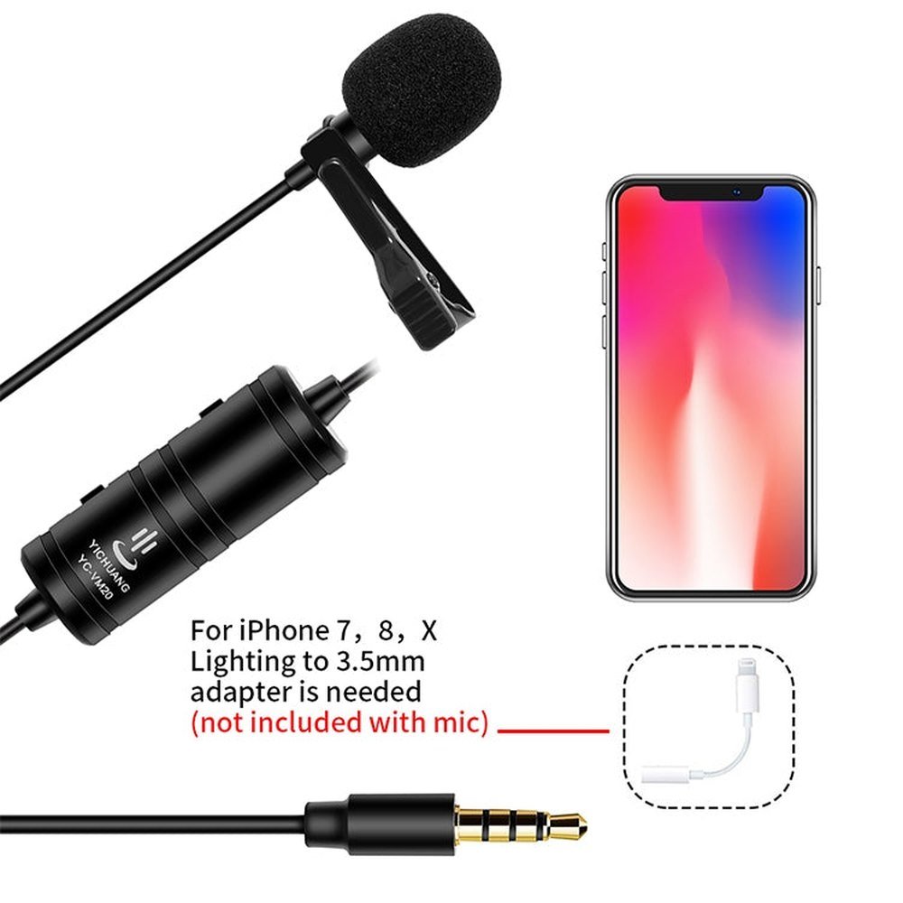 YICHUANG YC - VM20 3.5mm Port Video Recording Omnidirectional Lavalier Microphone, Cable Length: 6m, YC - VM20 - laboratorydeal