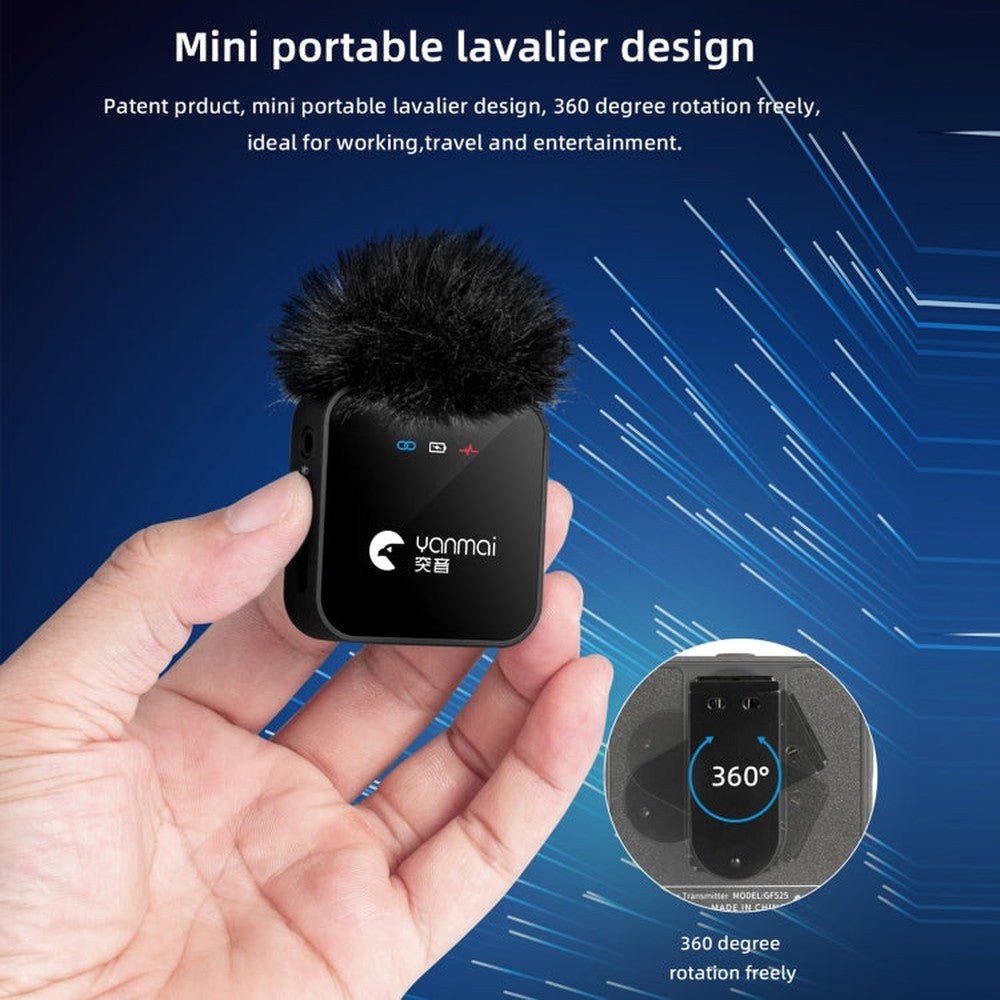 Yanmai GF525 2 in 1 Broadcast 2.4G Wireless Lavalier Microphone Mini Clip - on Mic with LED Display - laboratorydeal