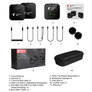 Yanmai GF525 2 in 1 Broadcast 2.4G Wireless Lavalier Microphone Mini Clip - on Mic with LED Display - laboratorydeal