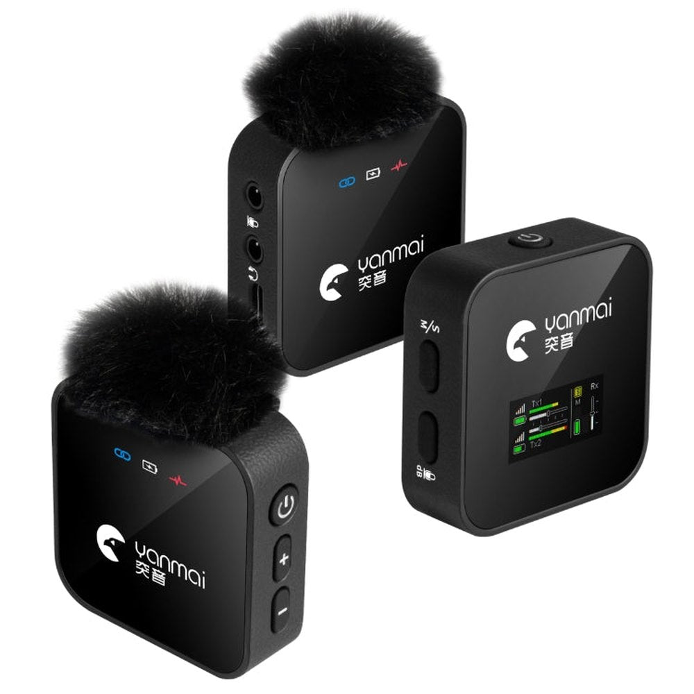 Yanmai GF525 2 in 1 Broadcast 2.4G Wireless Lavalier Microphone Mini Clip - on Mic with LED Display - laboratorydeal