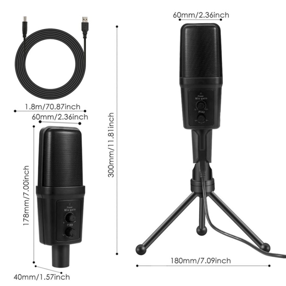 Yanmai SF - 970 Professional Condenser Sound Recording Microphone with Tripod Holder & USB Cable , Cable Length: 1.8m - laboratorydeal