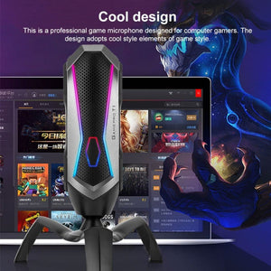 Yanmai T1 360 - degree Free Rotation Cardioid Pointing Condenser Gaming Microphone with RGB Colorful Lighting & Pluggable USB - C / Type - C Cable, Cable Length: 1.7m, T1 - laboratorydeal