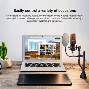Yanmai X1 4 in 1 Foldable Lifting Professional Desktop Live Broadcast Cardioid Pointing Condenser Recording Microphone Set with Blowout Net & Shockproof Mount & 1.8m USB - C / Type - C Cable, X1 - laboratorydeal