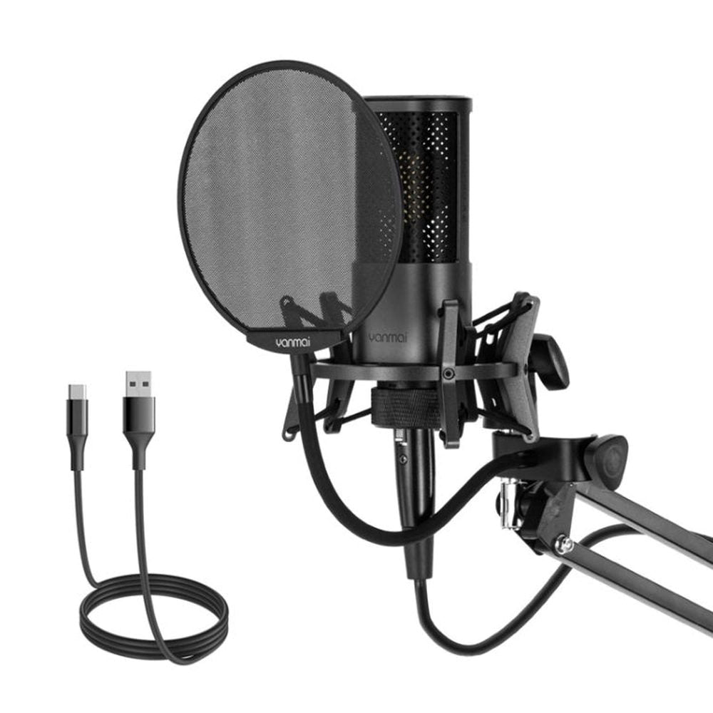 Yanmai X2 Active Noise Reduction Cardioid Pointing Capacitive Recording Microphone Set with Blowout Net & Cantilever Bracket & 1.7m 3.5mm Interface Cable, X2 - laboratorydeal