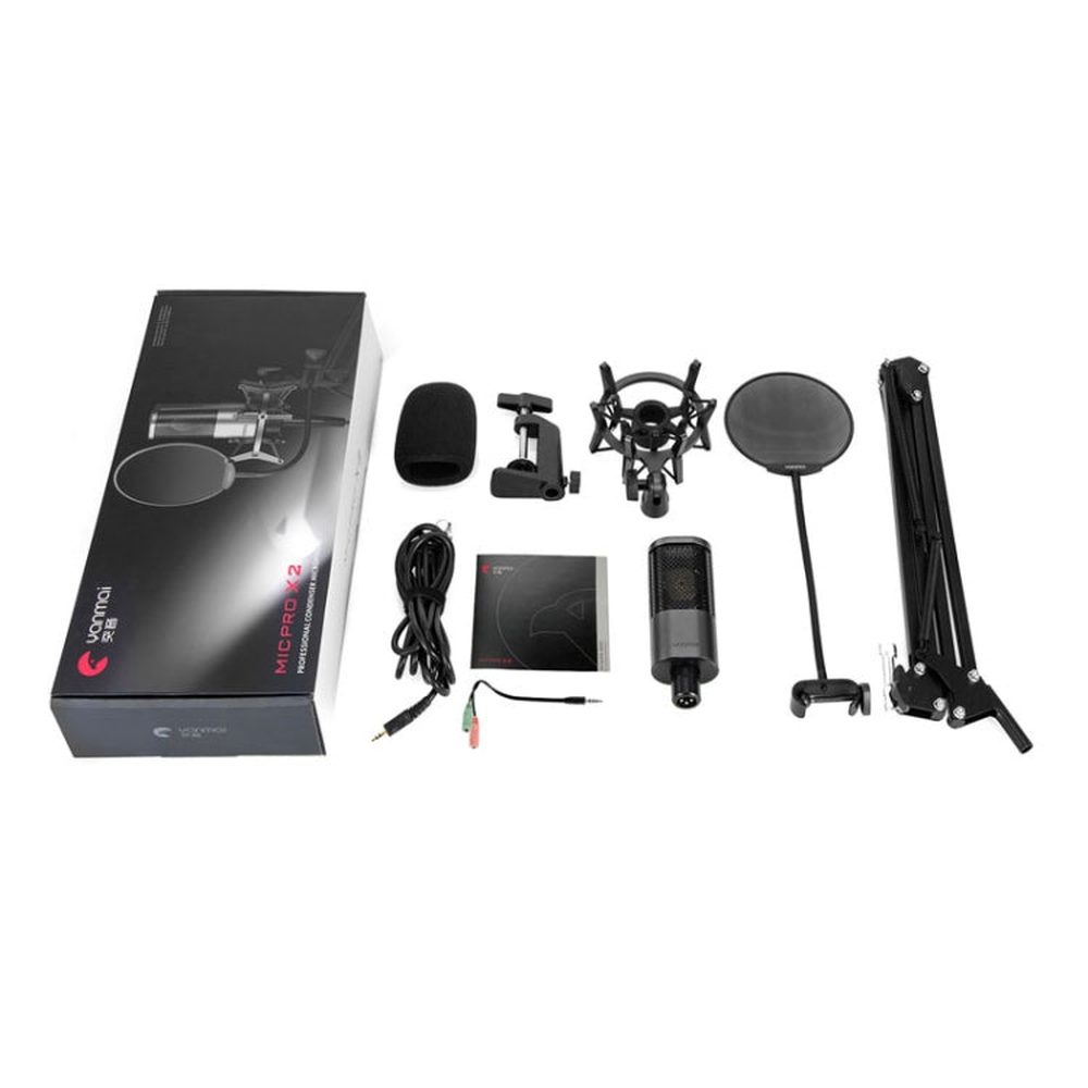 Yanmai X2 Active Noise Reduction Cardioid Pointing Capacitive Recording Microphone Set with Blowout Net & Cantilever Bracket & 1.7m 3.5mm Interface Cable, X2 - laboratorydeal